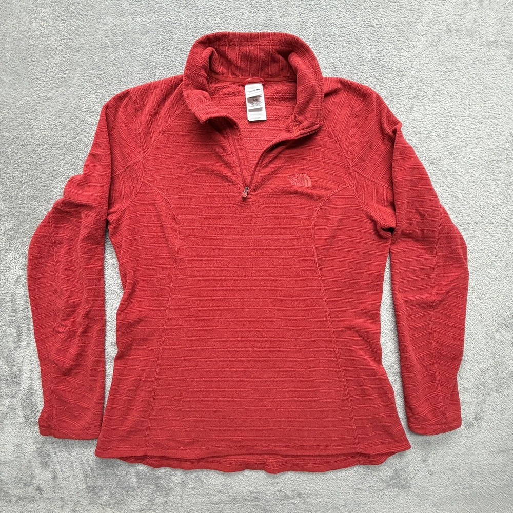 The North Face Sweatshirt Womens L‎ Red Pullover 1/4 Zip Fleece Activewear